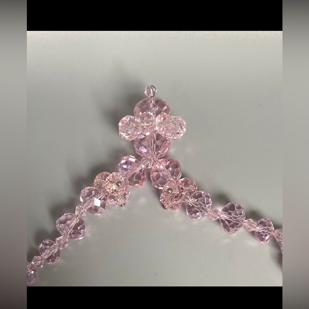 👑 Modern Pink Crystal Beaded Necklace #6427 - Picture 2 of 5